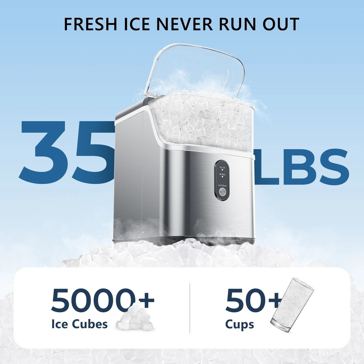 Simzlife ZX-IM-15S-S Portable Ice Maker Machine with Self-Cleaning