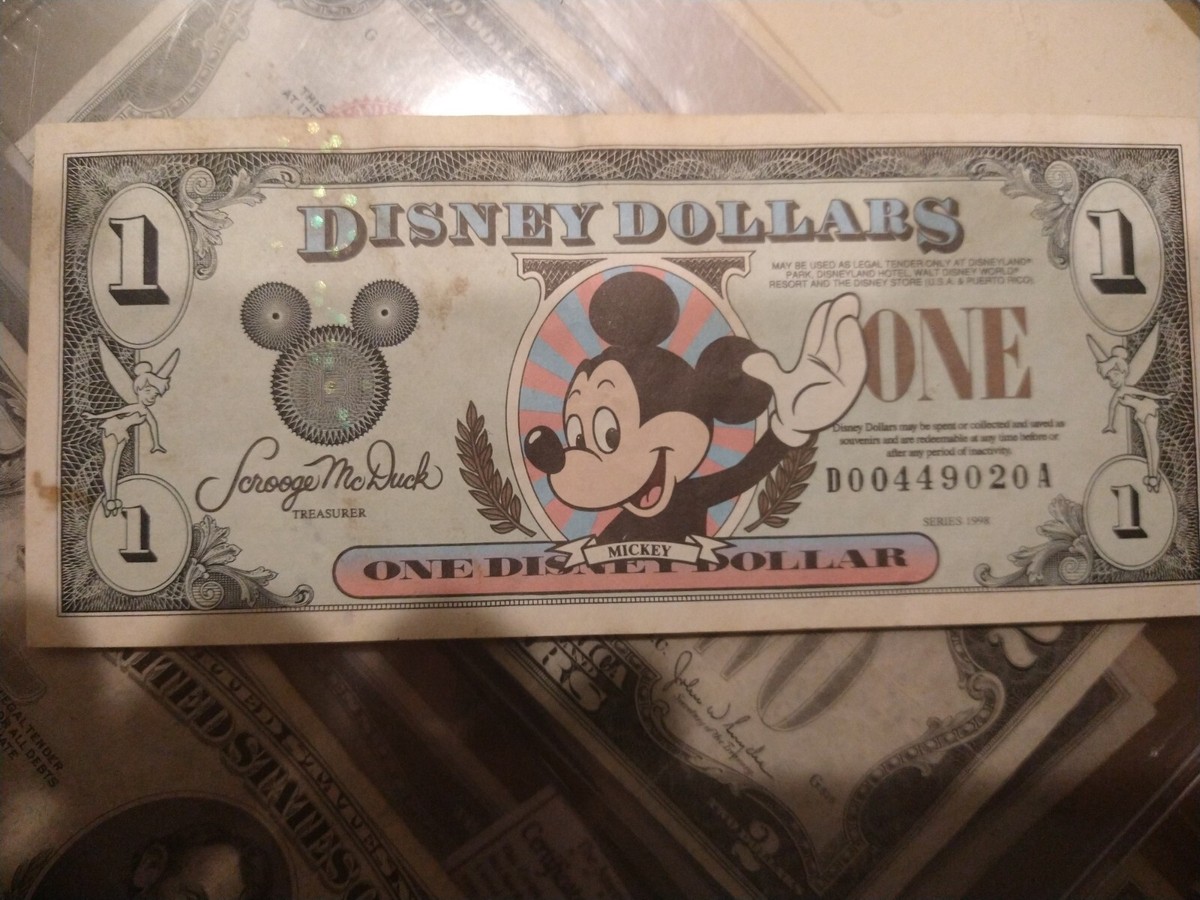 Series 1998 $1 One Dollar Disney Mickey Mouse Low Serial 100th