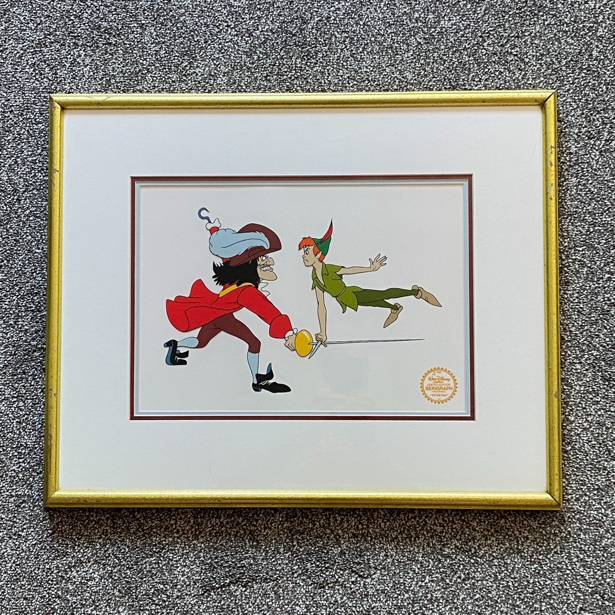 Disney PETER PAN & Captain Hook Ltd Edition Serigraph Cel Framed