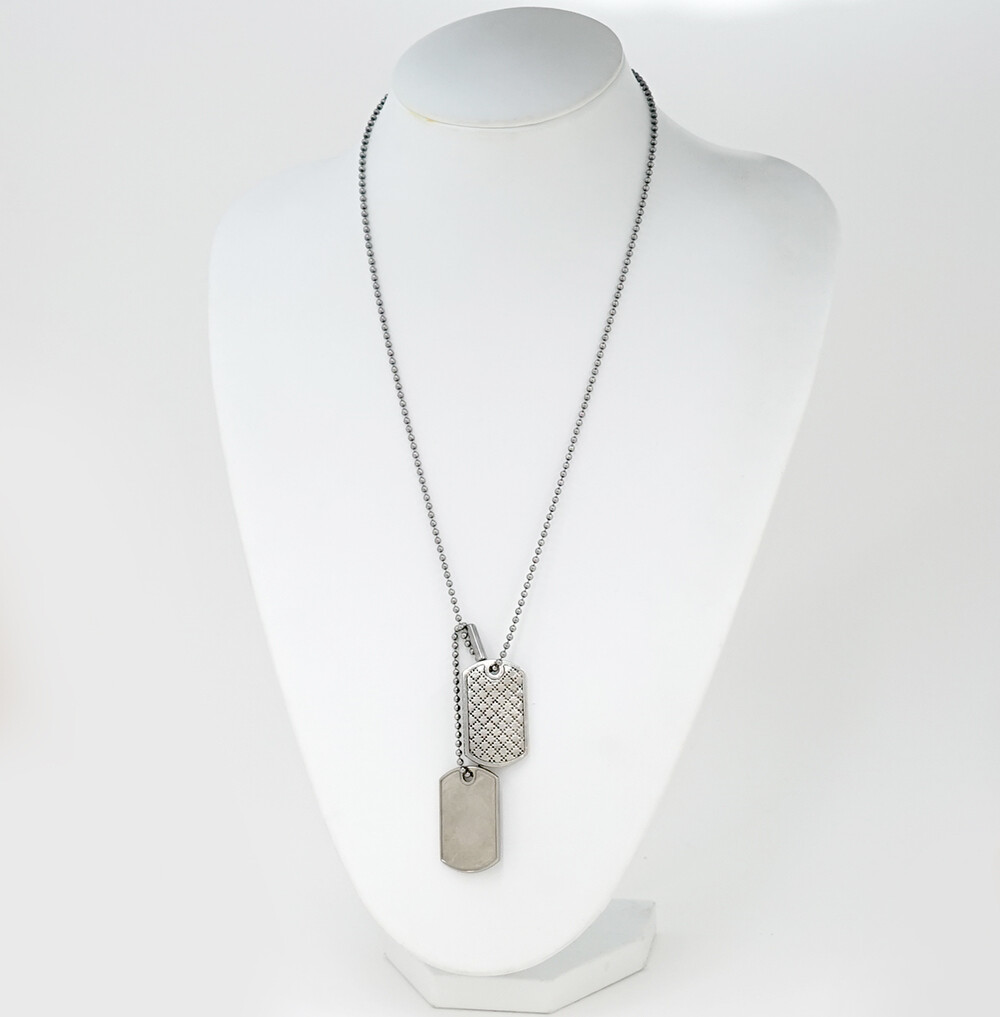 GUCCI Double dog tags ball chain Necklace 23