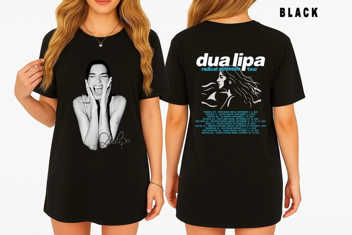 Dua Lipa Radical Optimism Tour Merch Concert Music Double Sided T