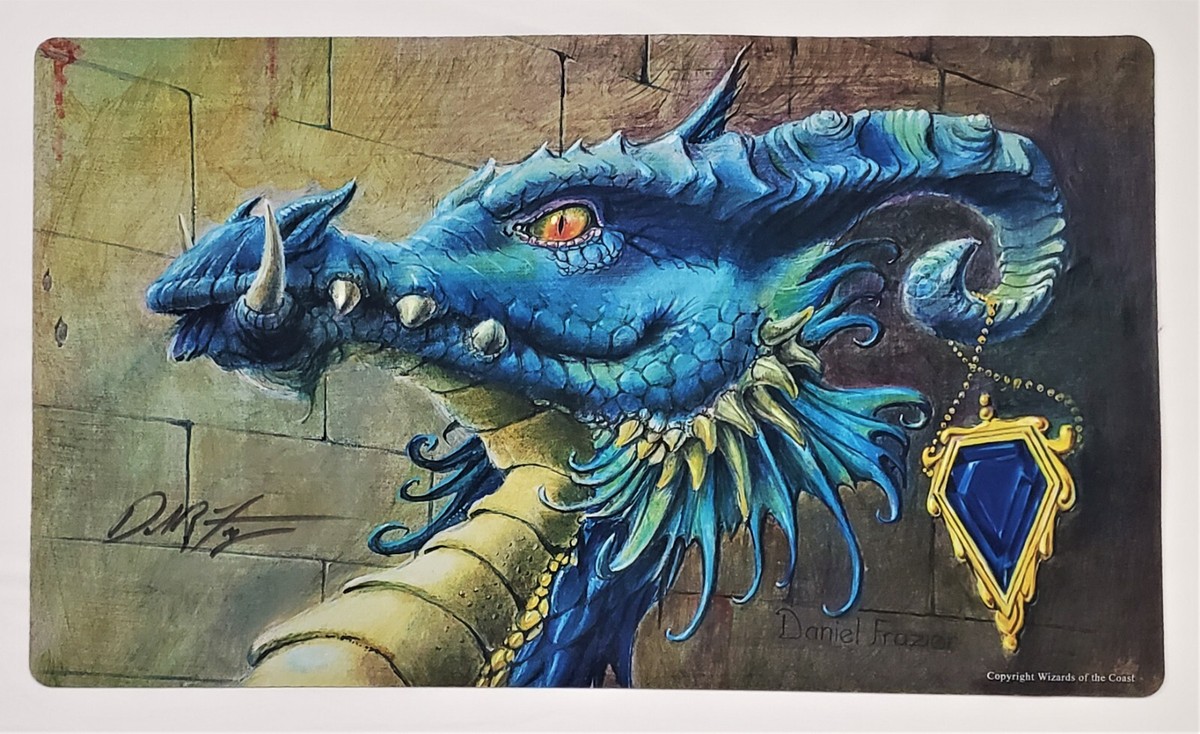 Dragon Mox Sapphire Play Mat MTG Playmat SIGNED Dan Frazier