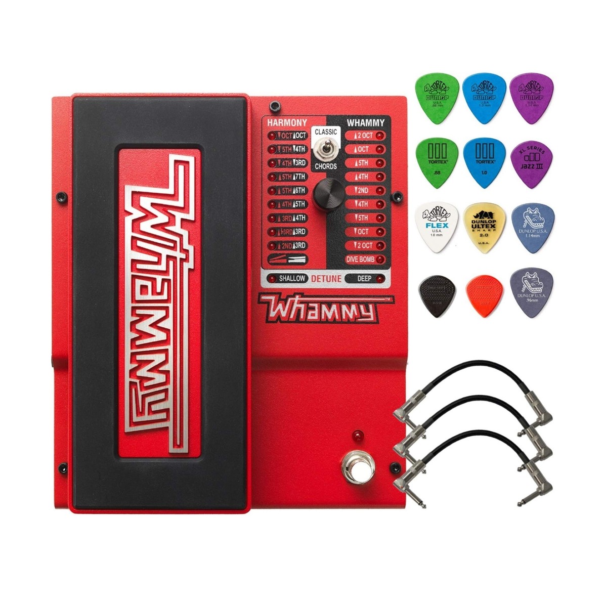 Digitech Whammy 5 Pitch Shift Pedal Bundle with 3 Patch Cables and