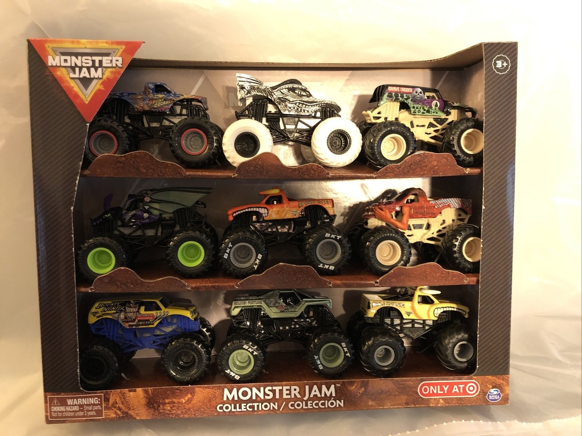 SPIN MASTER MONSTER JAM TARGET 9 PACK W/ GRAVE DIGGER STONE