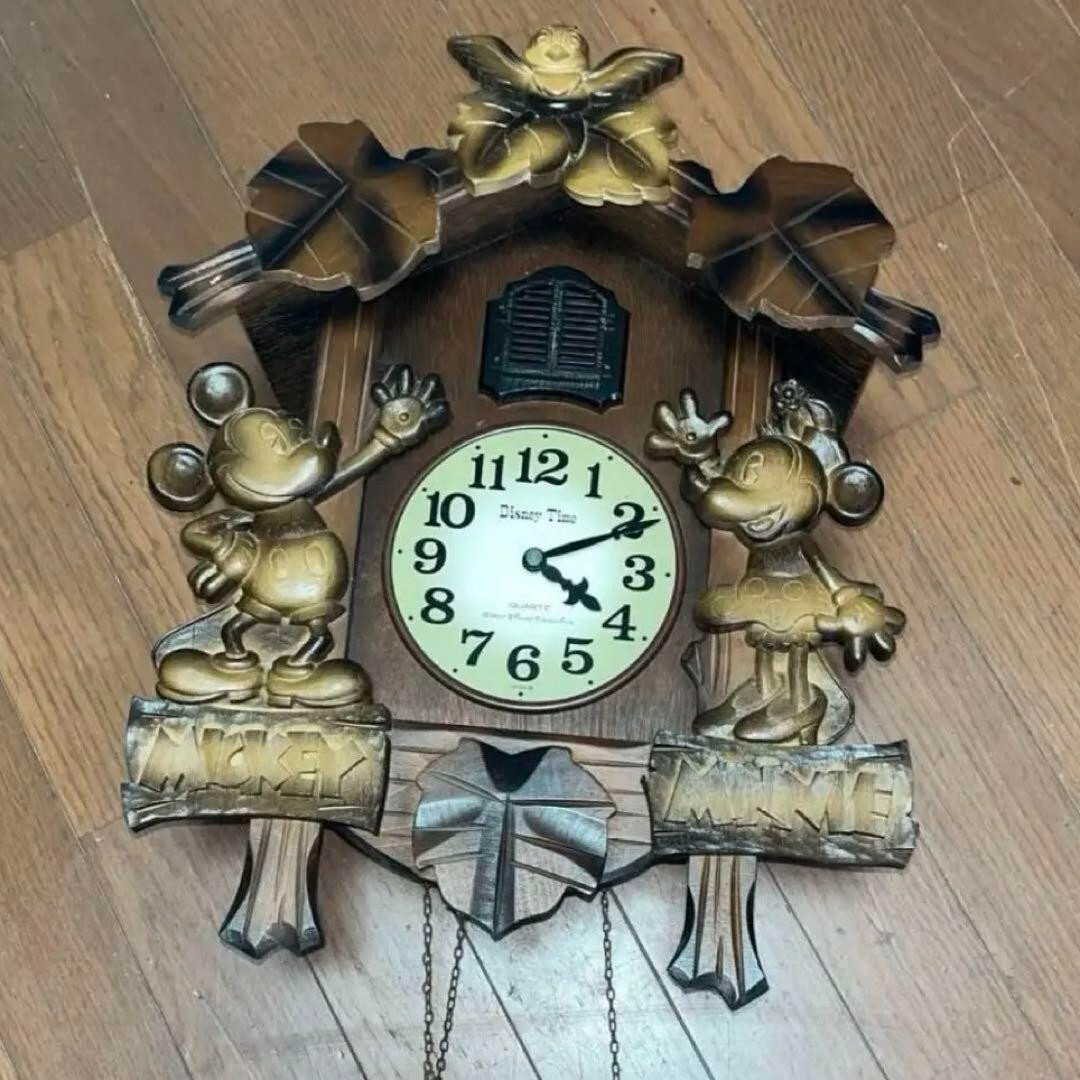 Cuckoo Wall Clock SEIKO Disney Time wood carving 1982 Vintage