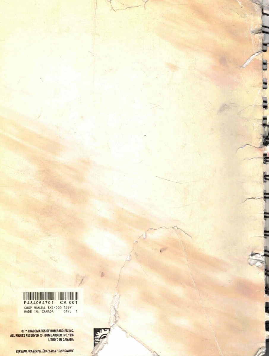 Genuine Ski-Doo Owner's Service/Repair Manual 1997 Grand Touring