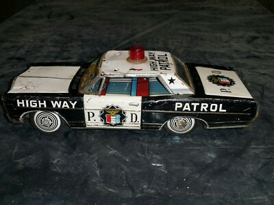 VINTAGE BANDAI FORD HIGHWAY PATROL POLICE CAR TIN TOY FRICTION
