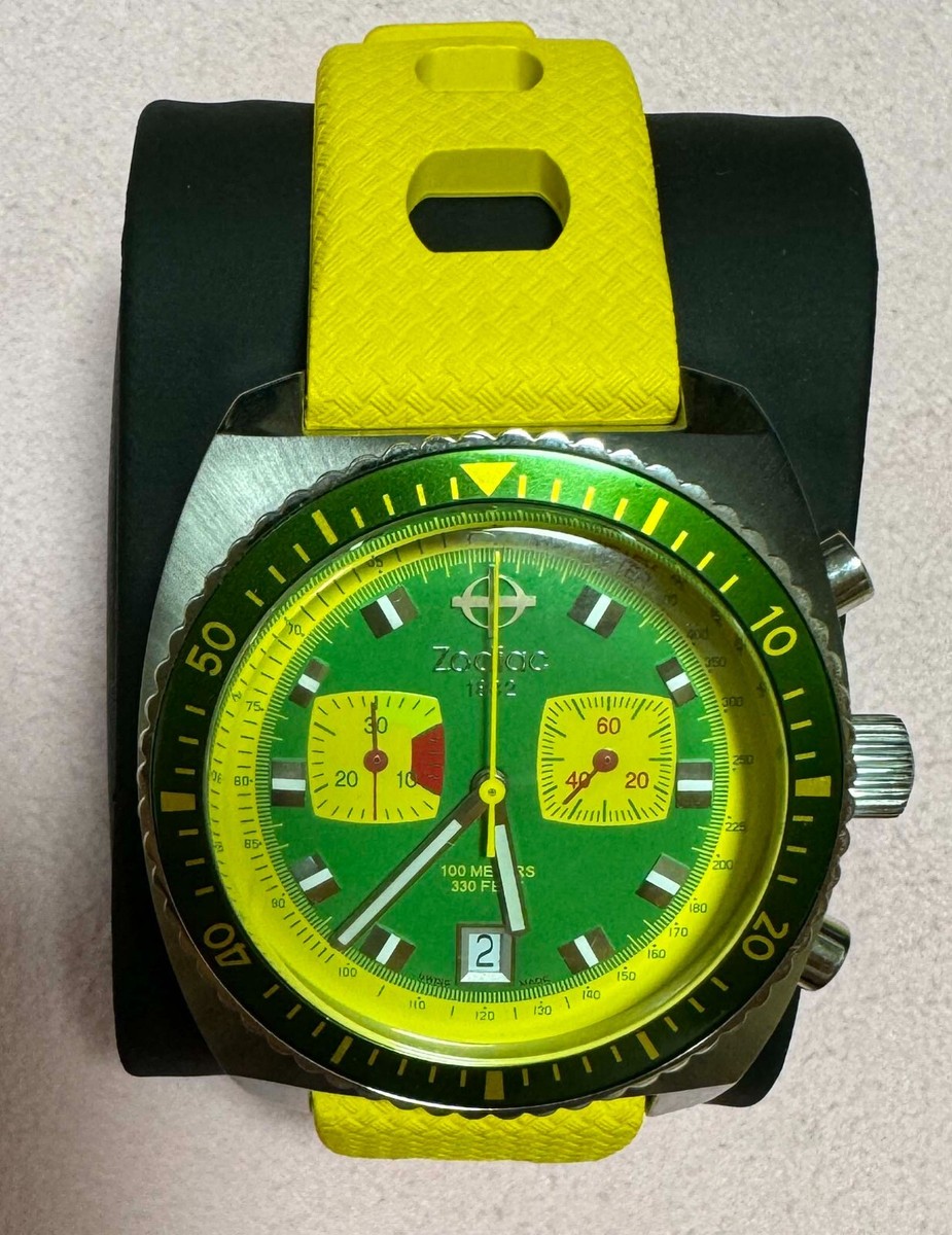 zodiac sea dragon ZO2241 watch Swiss Quartz yellow & green color