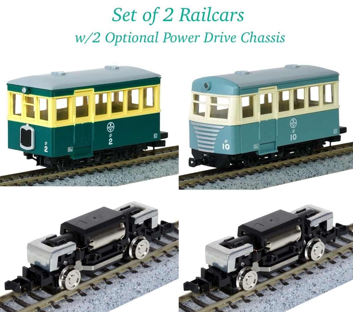 HOn30/HOe Tomytec Nekoya Narrow Gauge Railcar 2-Pack w/Power Drive