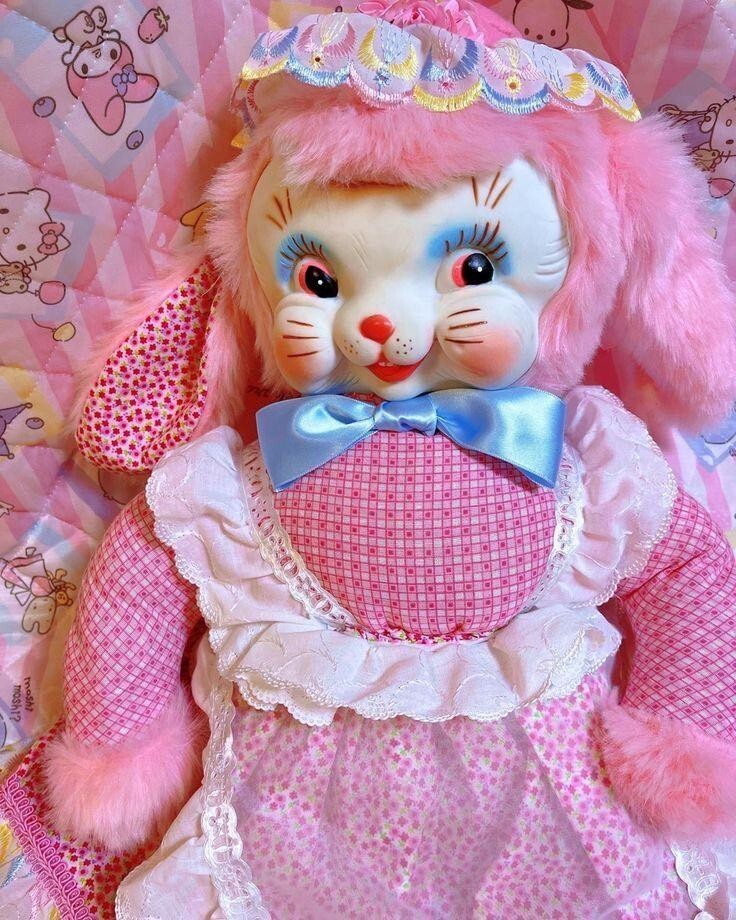 Rushton Rubberface Bunny Plush toy doll Vintage 60cm Rare F/S From