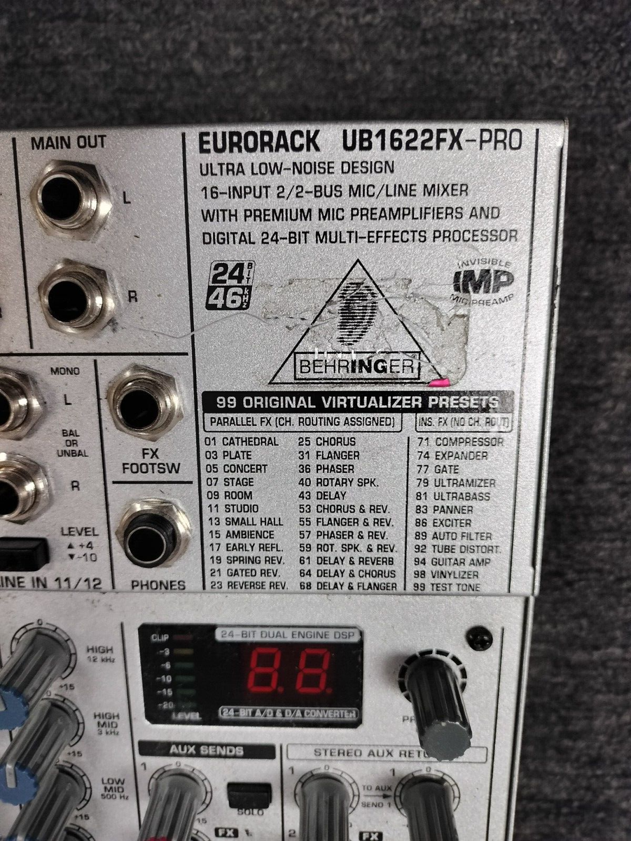 Behringer UB1622FX-PRO Eurorack 16-input 2/2-bus mixer w/ Power