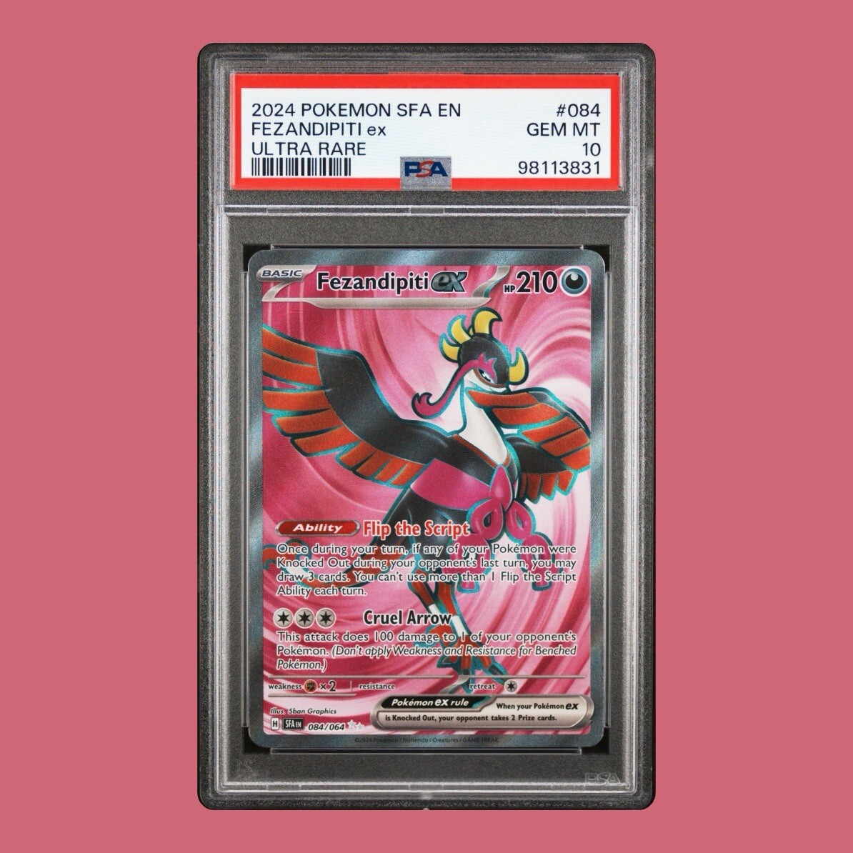 PSA 10 Fezandipiti Ex Ultra Rare #084 2024 Pokemon Sfa Shrouded