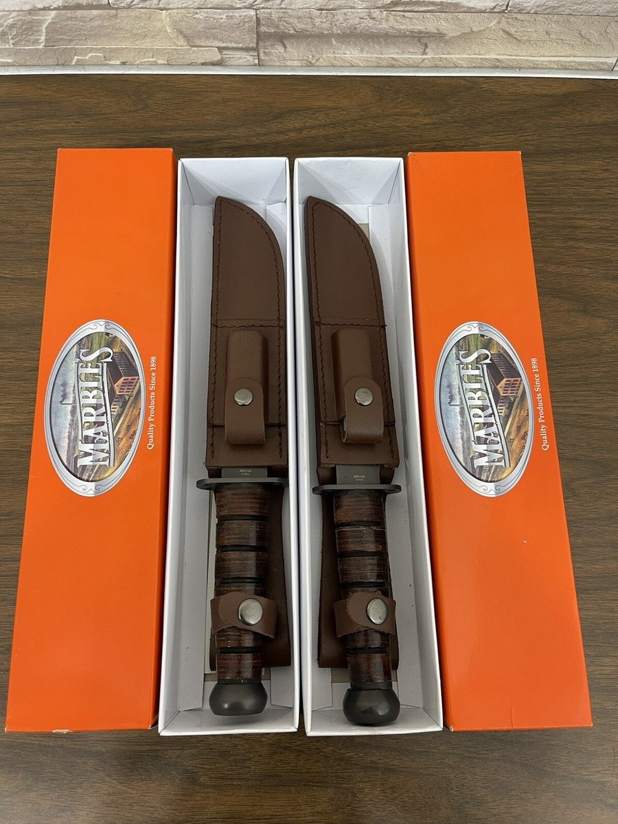 Marbles MR246 Jet pilot survival knife Stacked Leather Handle