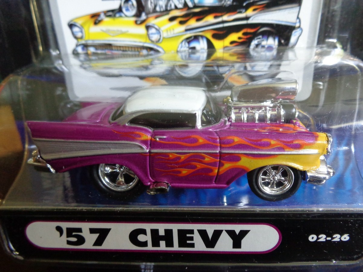 1957 CHEVY BEL AIR PURPLE WITH ORANGE AND YELLOW FLAMES MUSCLE
