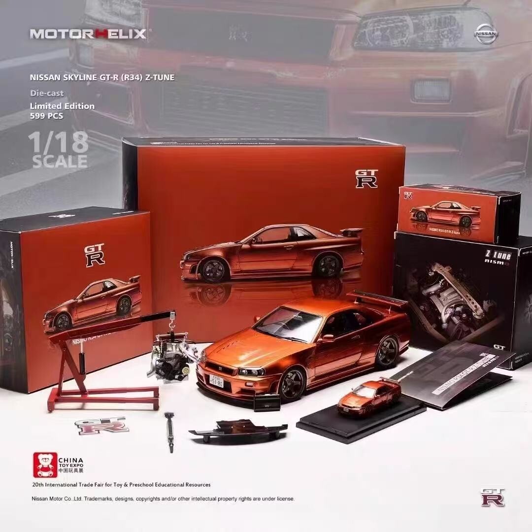 SUPER RARE* Motorhelix Nissan Skyline GT-R (BNR34) Z-Tune Orange