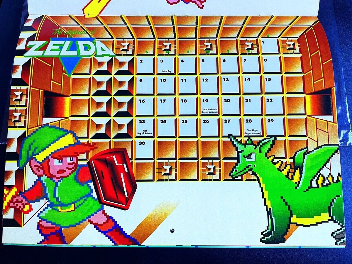 Vintage Nintendo The Power Game 1990 Calendar Zelda Metroid Super