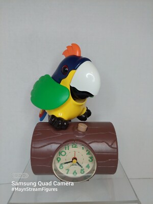 Rare VTG 1993 XONEX Squawking Parrot Alarm Clock Battery Operated