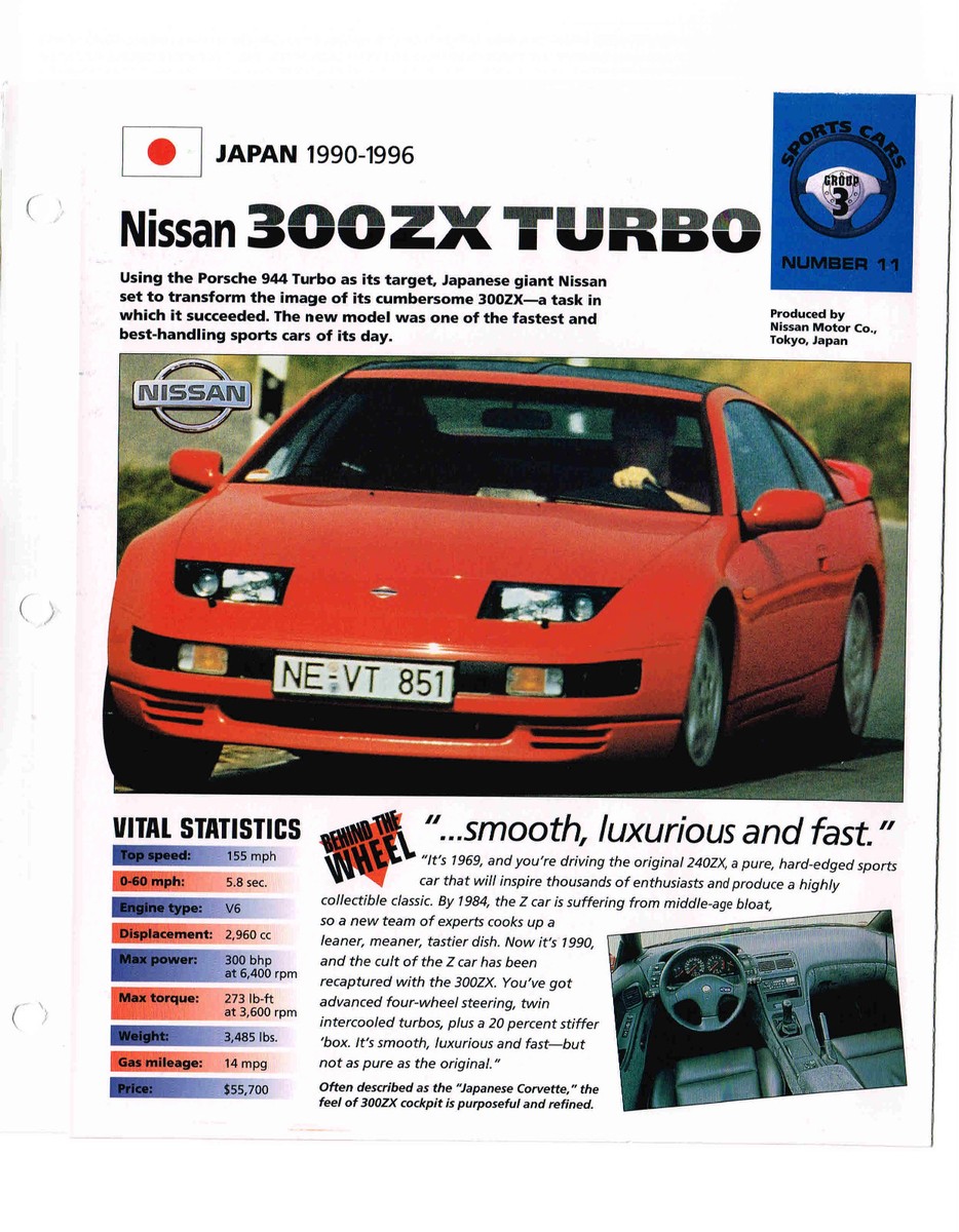 NISSAN 300ZX/300-ZX TURBO SPEC SHEET/Brochure:1990, | eBay
