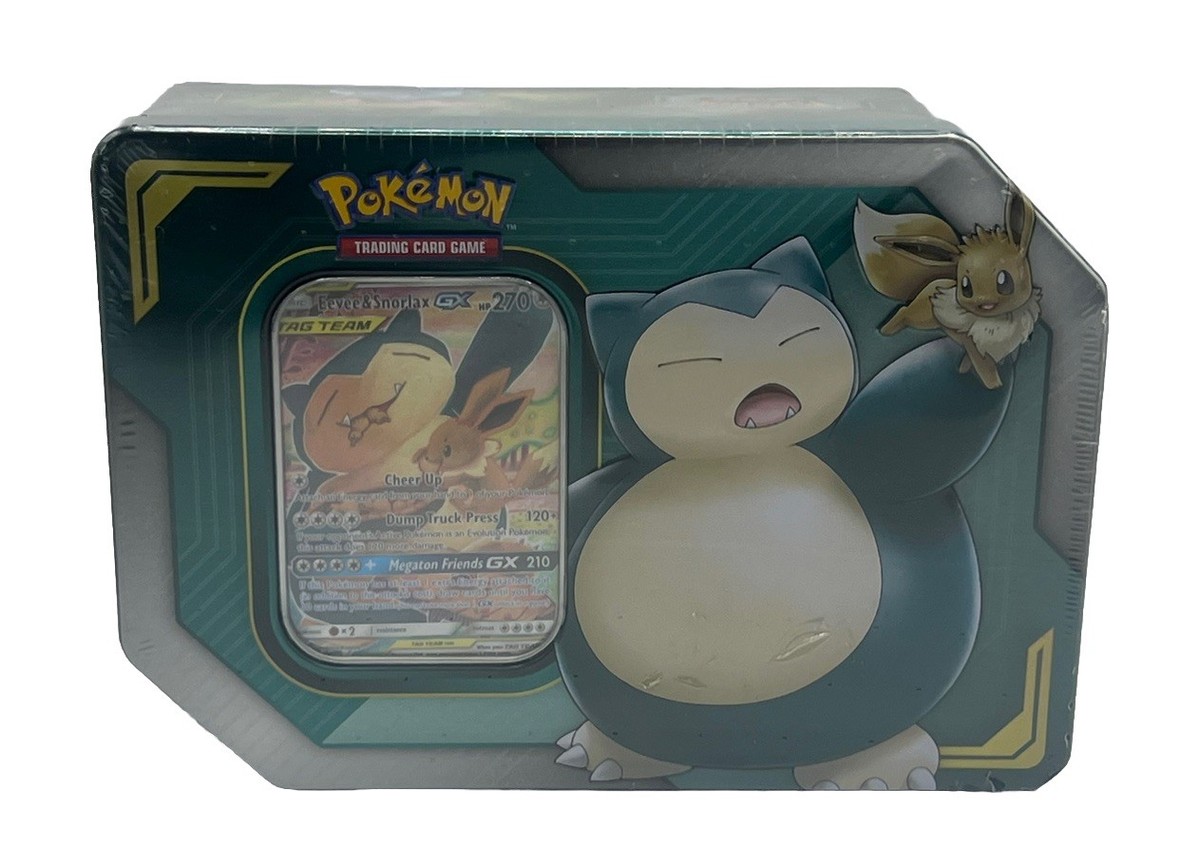 Pokémon TCG: TAG Team Eevee and Snorlax Tin GX Tears In Plastic