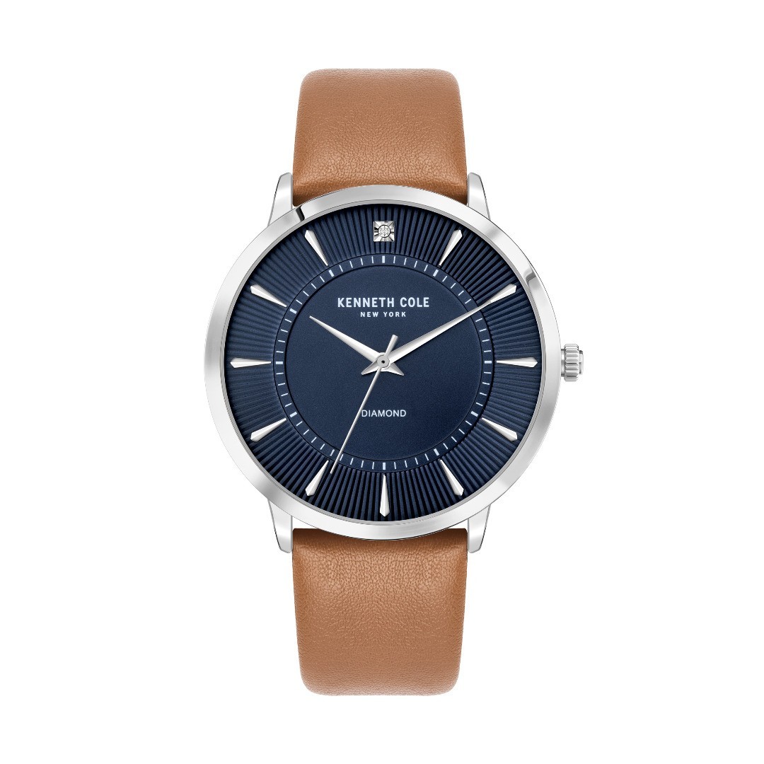 Kenneth Cole New York Men's Watch With Diamond and Leather Band