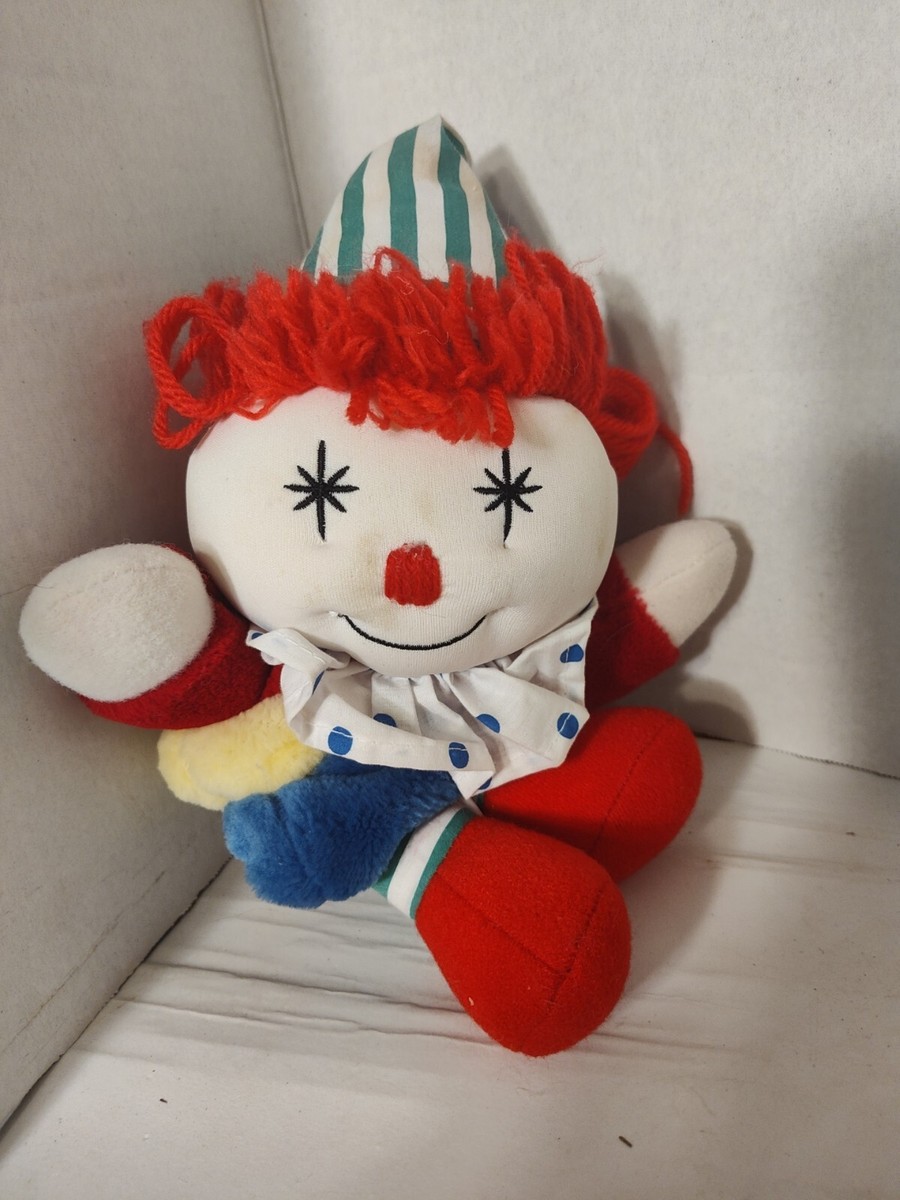Kids II 2 Clown Musical Pull String Crib Baby Toy Plush Vintage