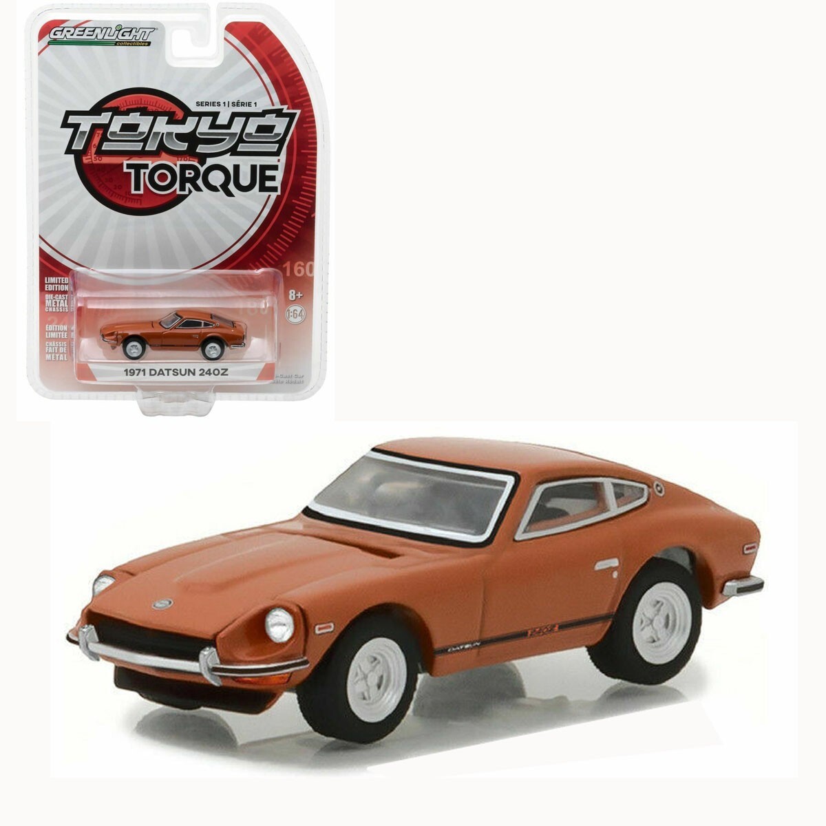 1971 DATSUN 240Z ORANGE 1:64 DIECAST MODEL CAR BY GREENLIGHT