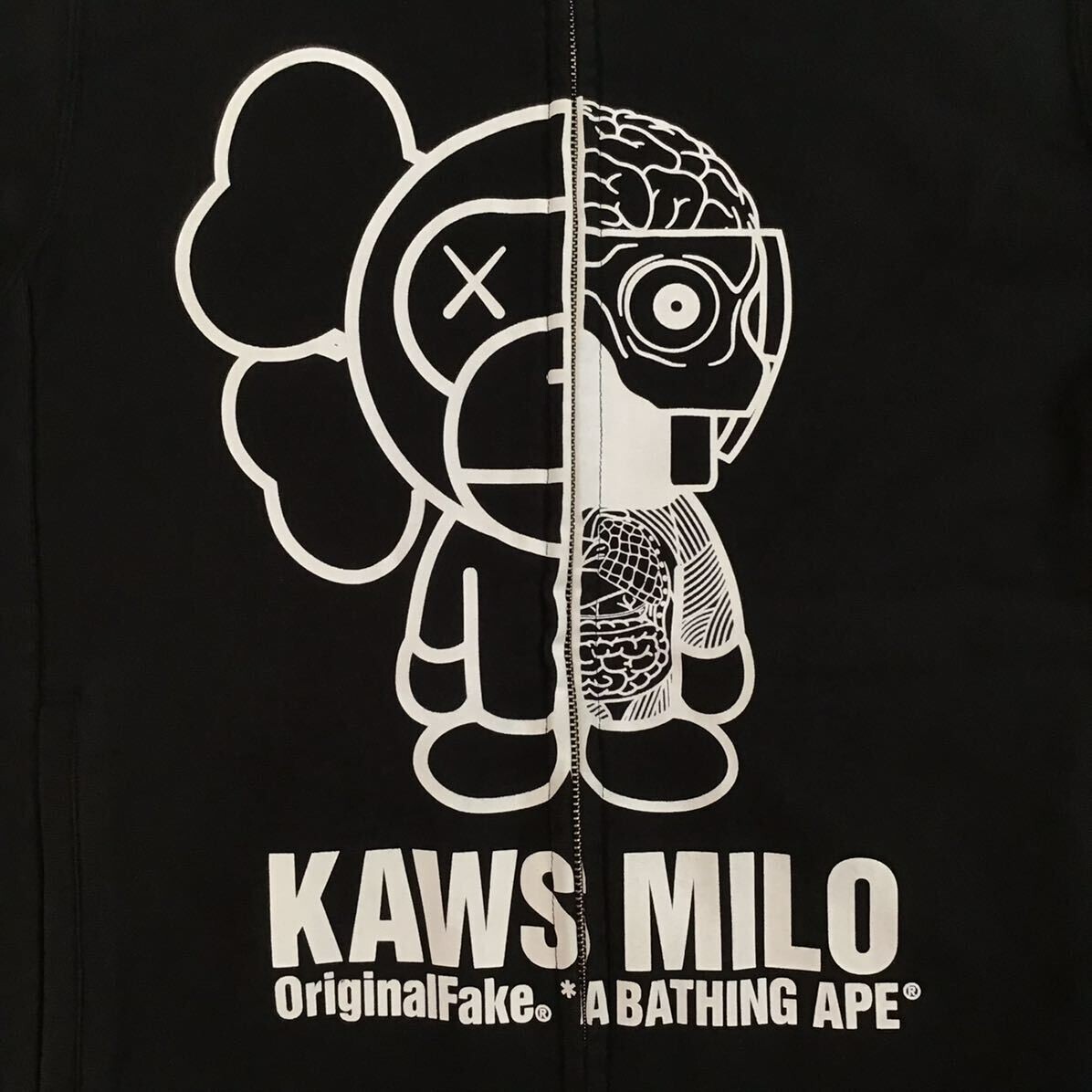 BAPE × original fake × kaws milo full zip hoodie NIGO Black A