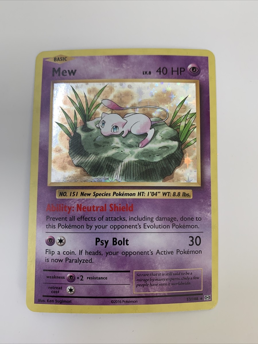 Pokemon Card Mew XY Evolutions 53/108 Holo Rare Pokémon 40 HP LV 8