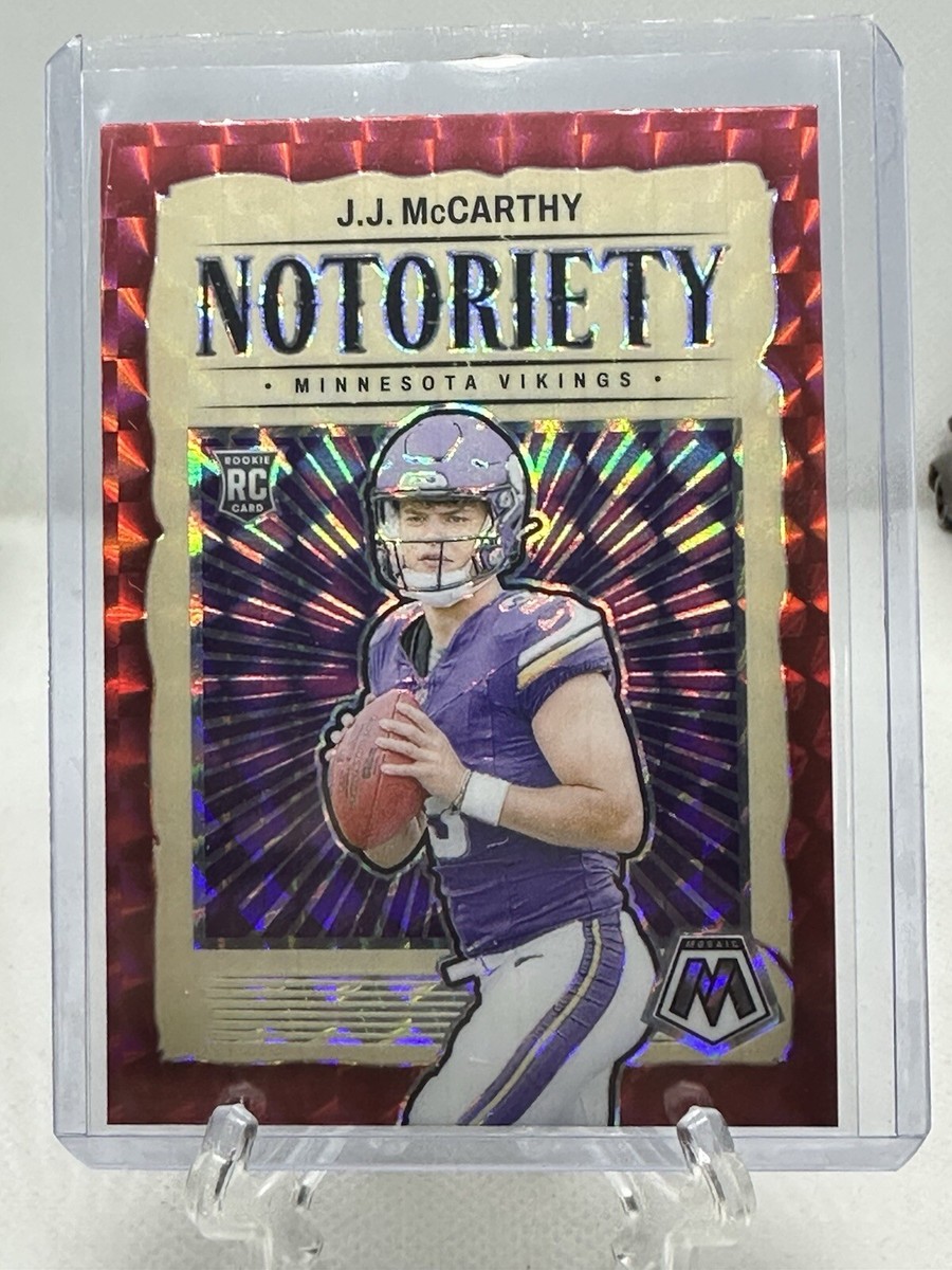 2024 Mosaic JJ McCarthy Notoriety RC #21 Hobby Exclusive Red Prizm