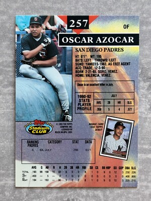 1993 Stadium Club OSCAR AZOCAR Padres 