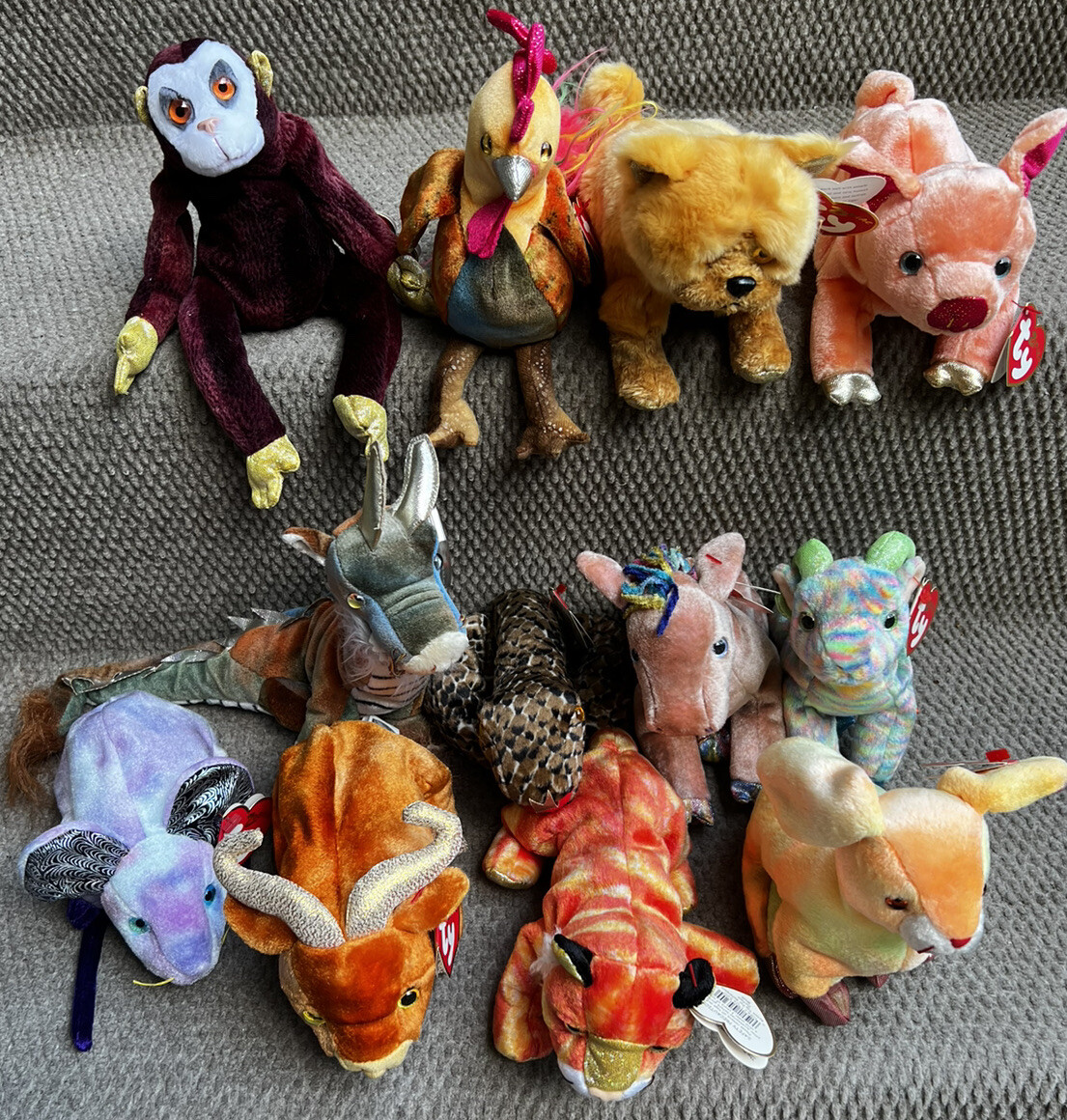 Ty Beanie Babies, 2000 CHINESE ZODIAC Complete Set of 12, RARE