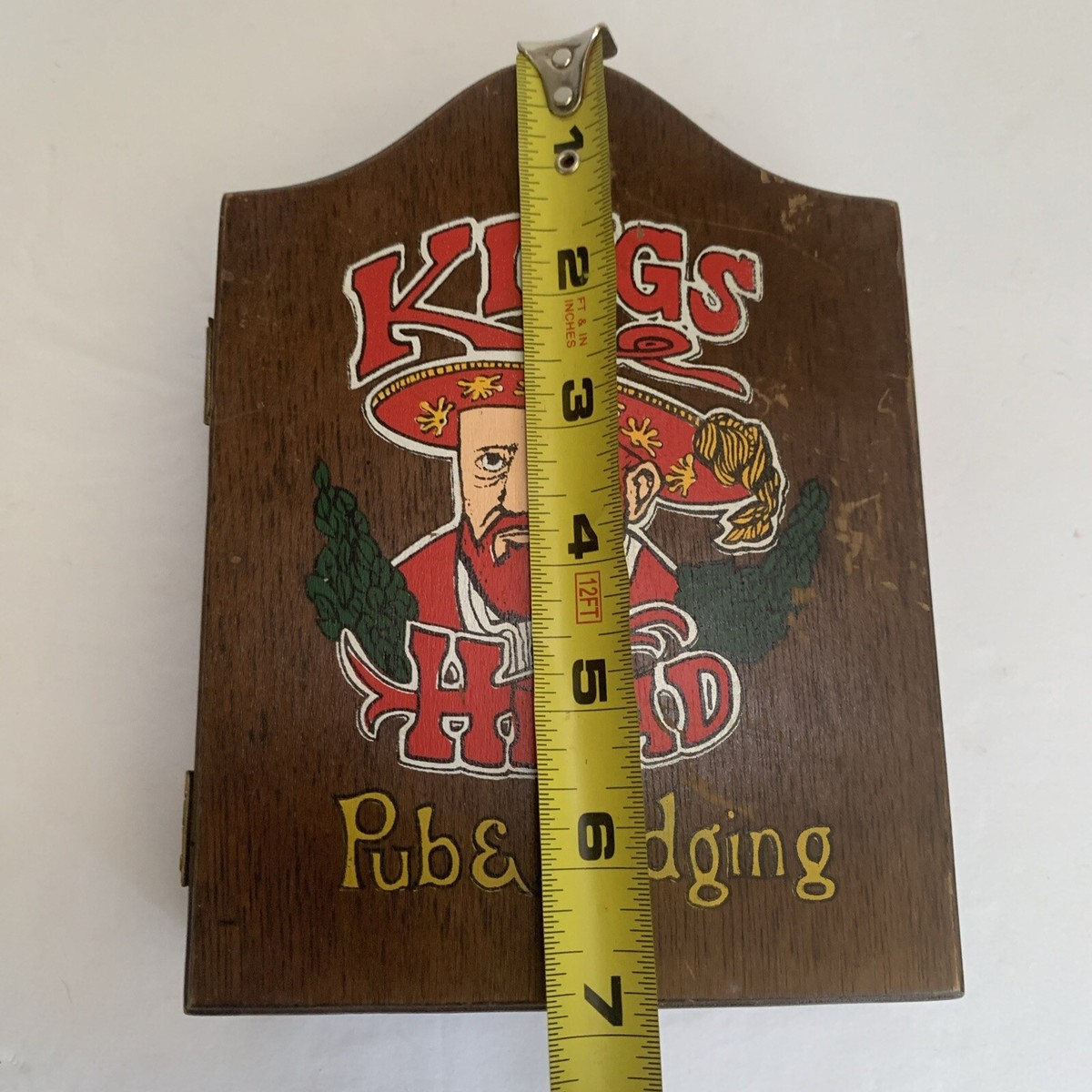 Kings Head Pub & Lodging Wooden Mini Dart Set Cabinet Box Only 5