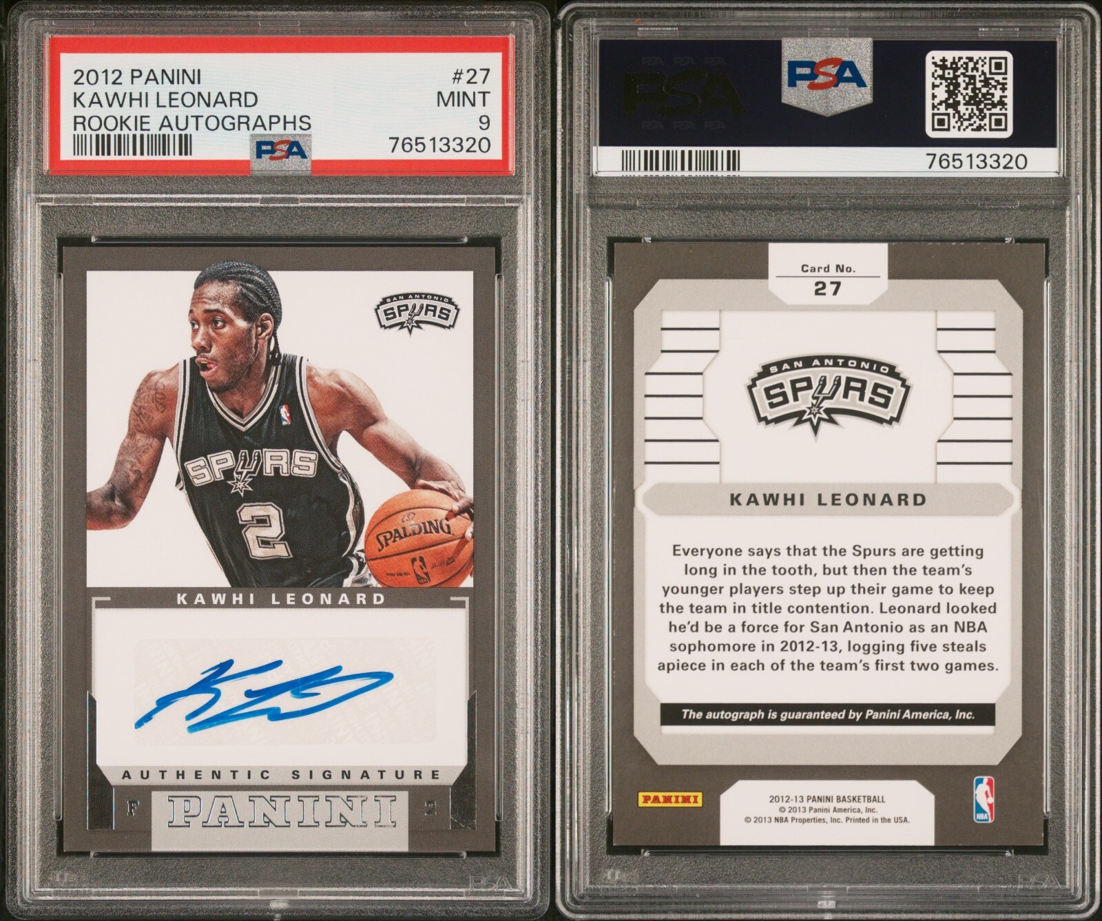 Kawhi Leonard 2012 Panini #27 Rookie Signatures Price Guide
