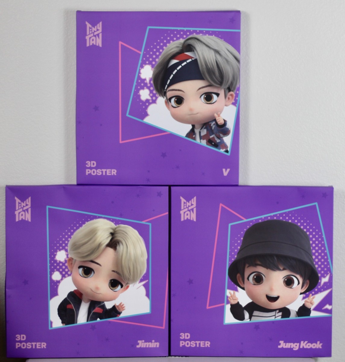 BTS TinyTAN 3D Poster Taehyung V Jungkook Jimin Golden Baby Bear