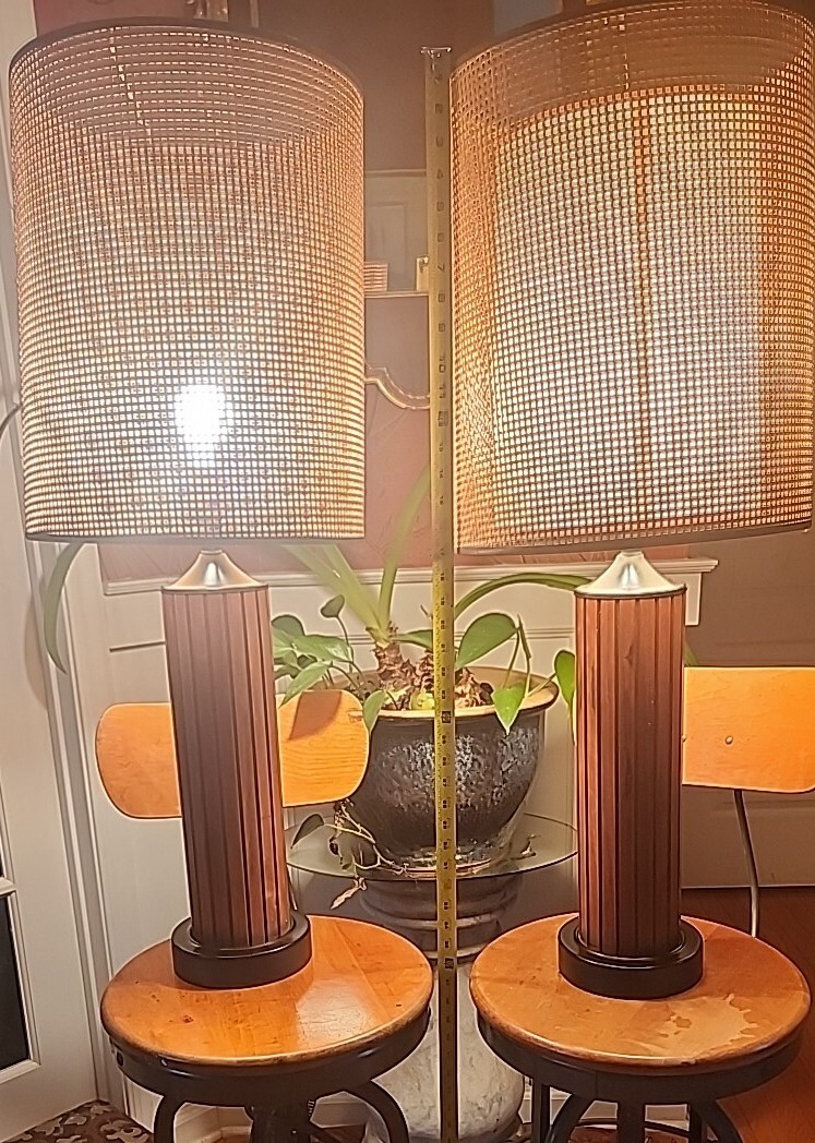 Vintage Mid Century Modern Lamps Gruvwood Original Double Shade