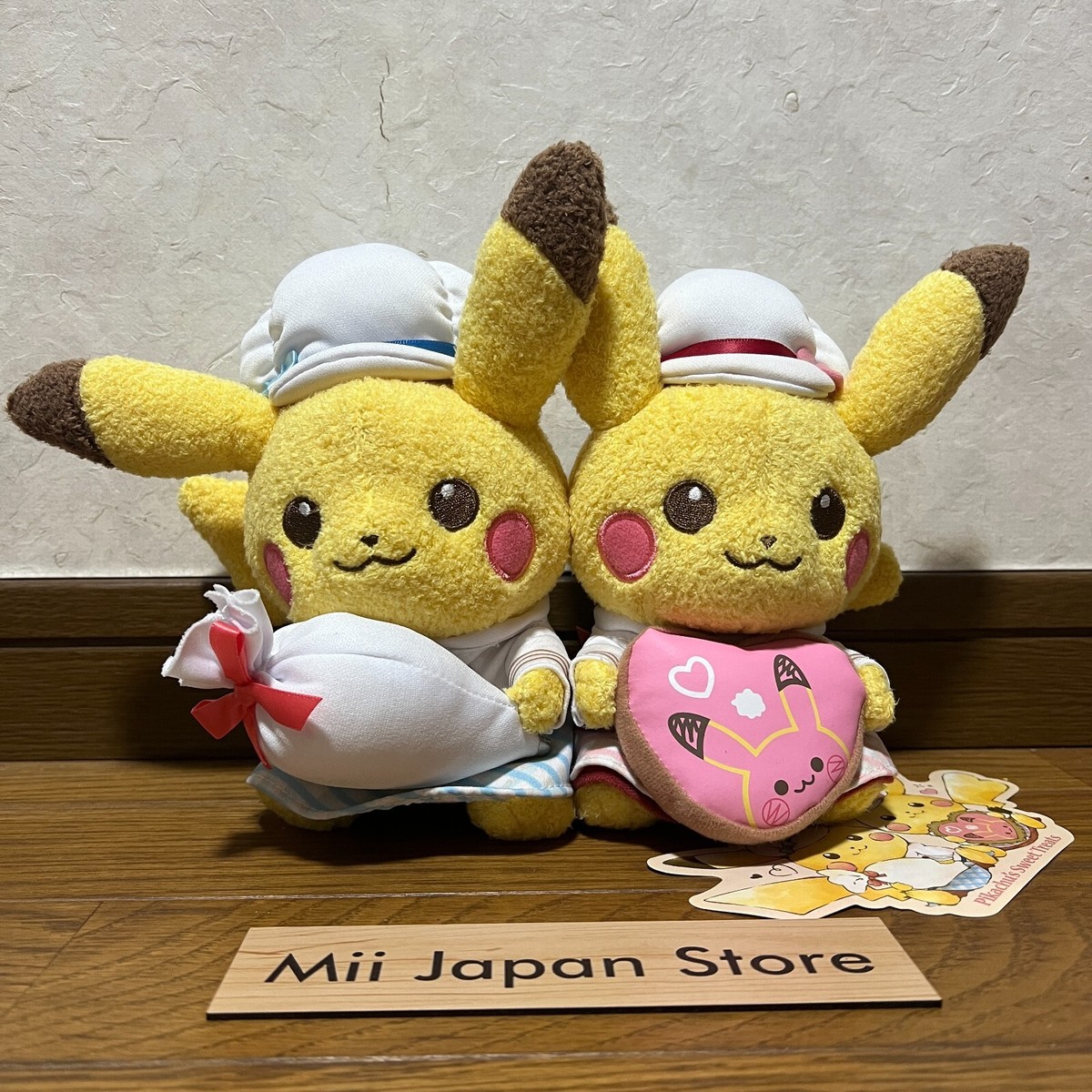 Pokemon Center Original Pikachu Sweet Treats pair Valentine Plush