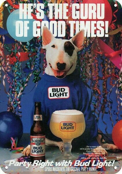1988 BUD LIGHT BUDWEISER BEER SPUDS MACKENZIE Dog DECORATIVE