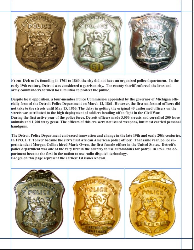 DETROIT POLICE CHRONOLOGY OF BADGES BY LUCAS | eBay