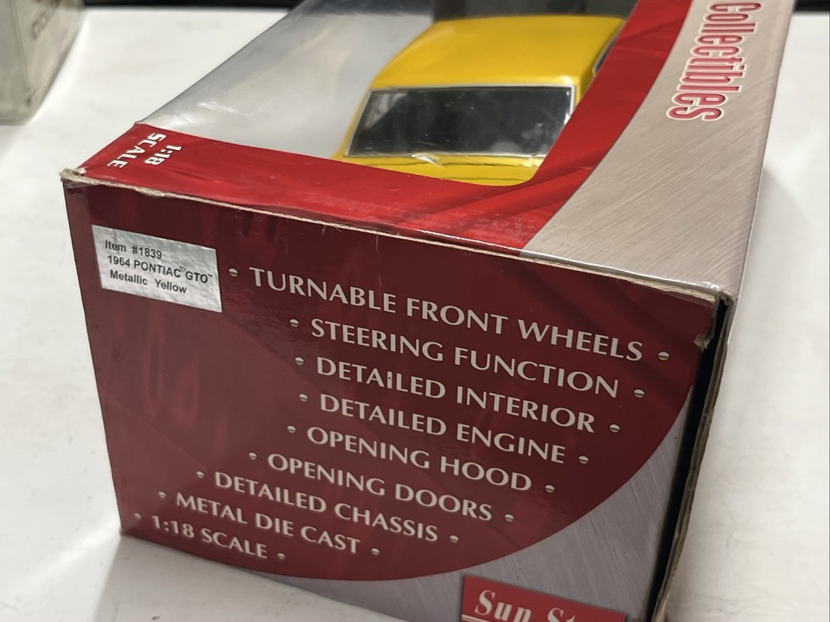 SUN STAR 1:18 SCALE 1964 PONTIAC GTO DRAG DIECAST! METALLIC YELLOW