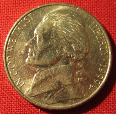 1999 P Jefferson Nickel - Full Steps - Circulated - Actual Coin in