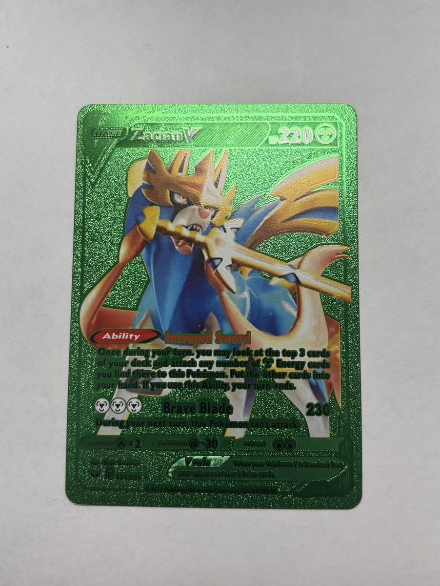Zacian V 138/202 Sword & Shield Display Card Radiant Green Foil