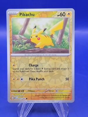 Pikachu 025/165 REVERSE Holo ENGLISH NM/M Pokémon - 151 | eBay