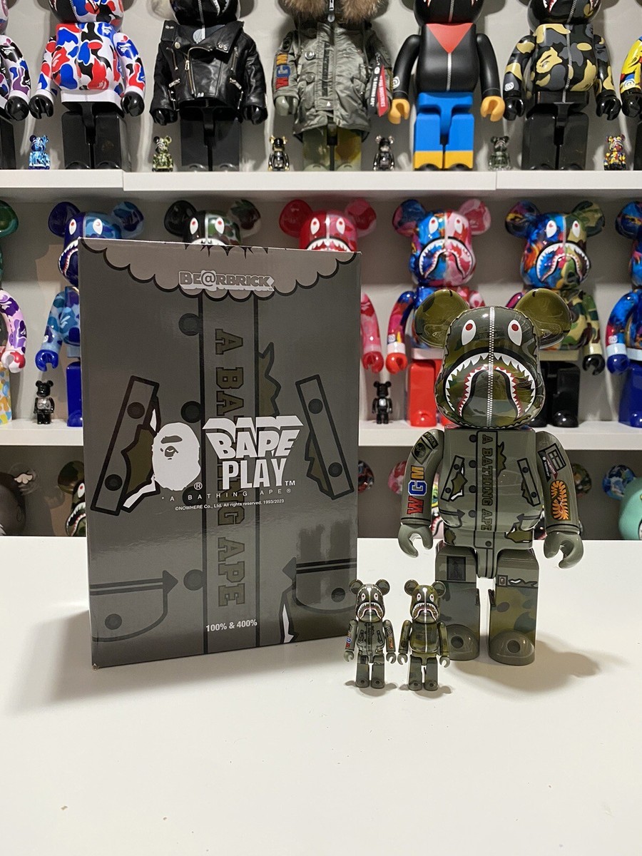 Bape x Alpha Industries 400% 2 100% Bearbrick Camo Shark Be@rbrick