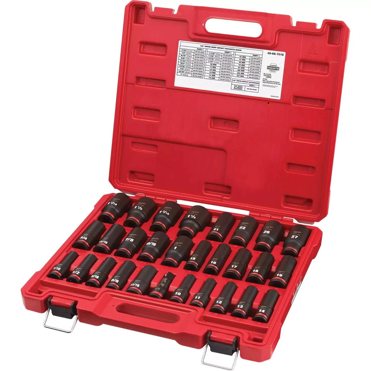 Milwaukee 49-66-7016 Shockwave Metric & SAE 29 piece 1/2 Dr Impact