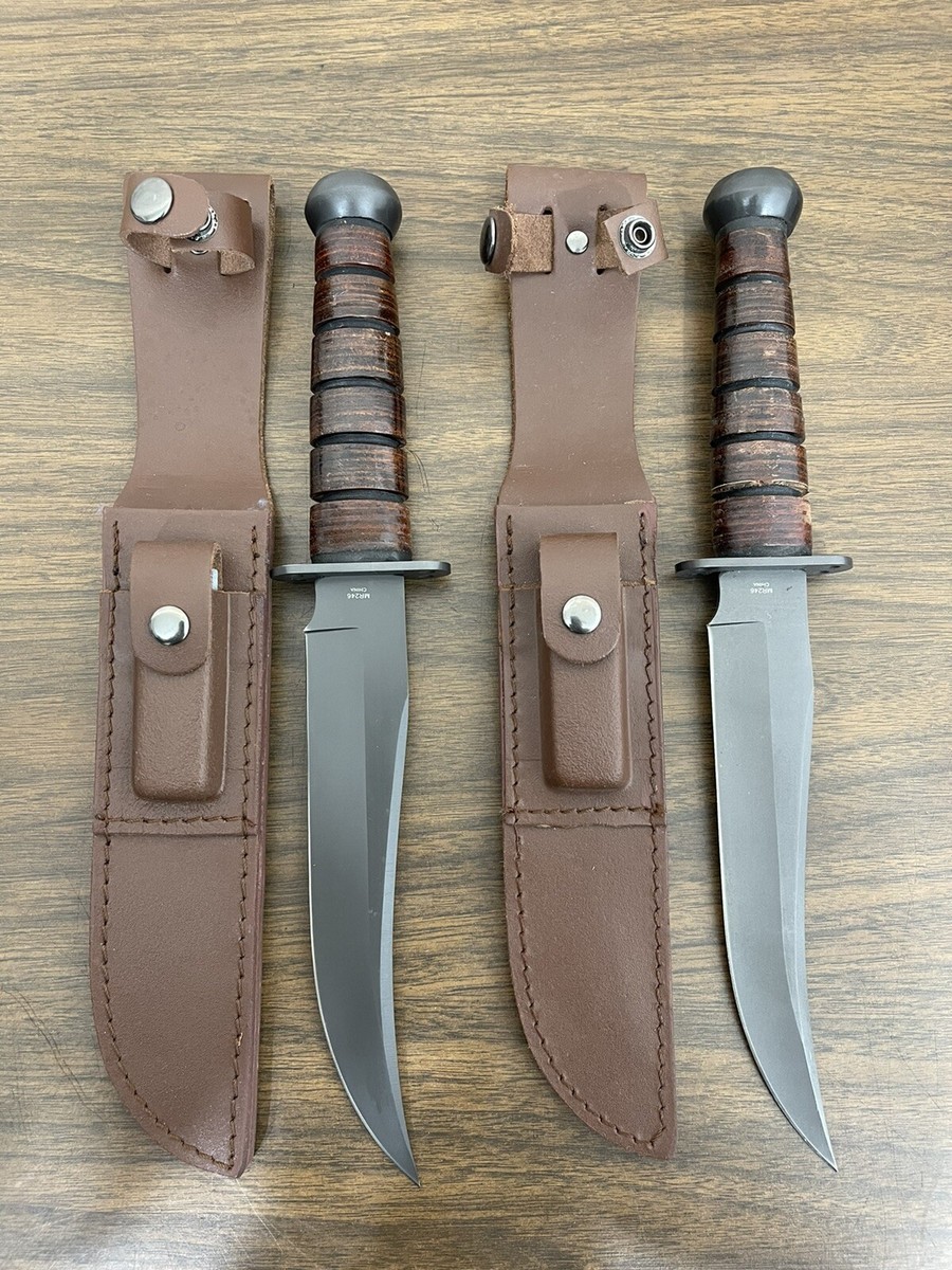 Marbles MR246 Jet pilot survival knife Stacked Leather Handle