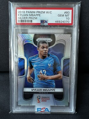 2018 Panini Prizm World Cup #80 Kylian Mbappe RC rookie card PSA