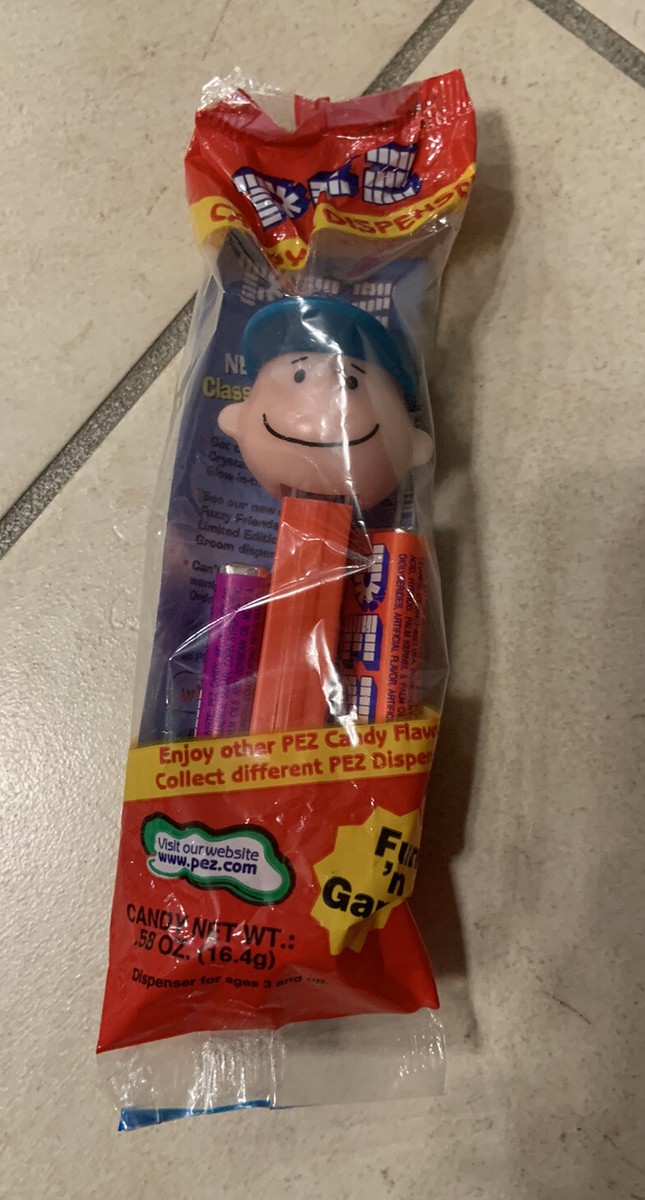 Vtg PEZ Candy & Dispenser Charlie Brown Blue Hat Red Body
