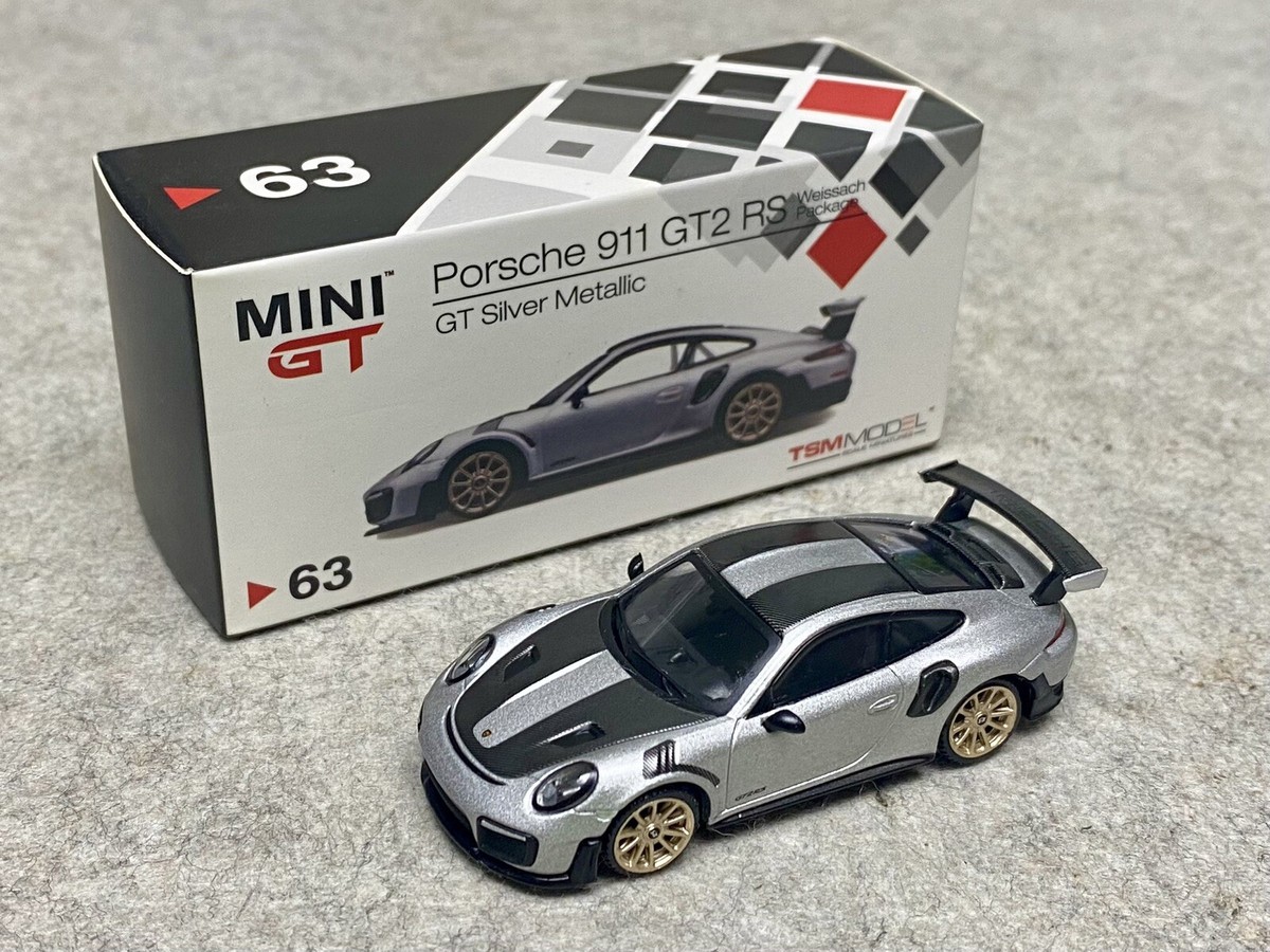 MiniGT Porsche 911 GT2 RS Weissach Package GT Silver Metallic LHD