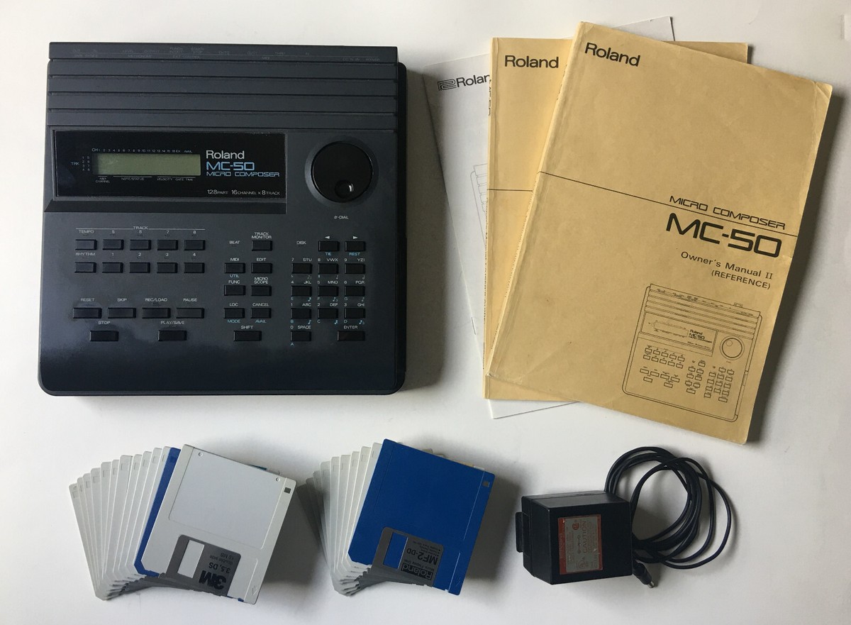 ROLAND MC-50 MICRO COMPOSER + 23 2DD FLOPPY DISKS + 3 MANUALS +