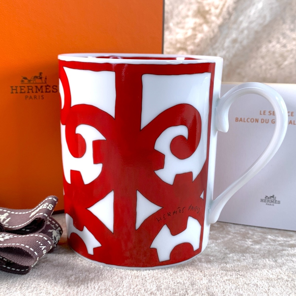 Hermes Mug Cup Balcon du Guadalquivir Red Porcelain Tableware w